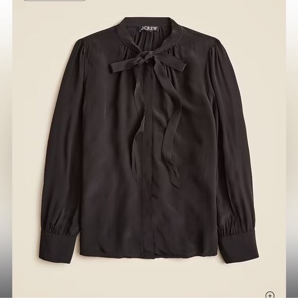 J.Crew Tie-neck top in crepe de chine - Picture 1 of 4